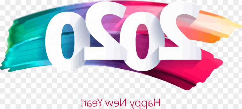 Banner Magenta Happy New Year 2020 PNG
