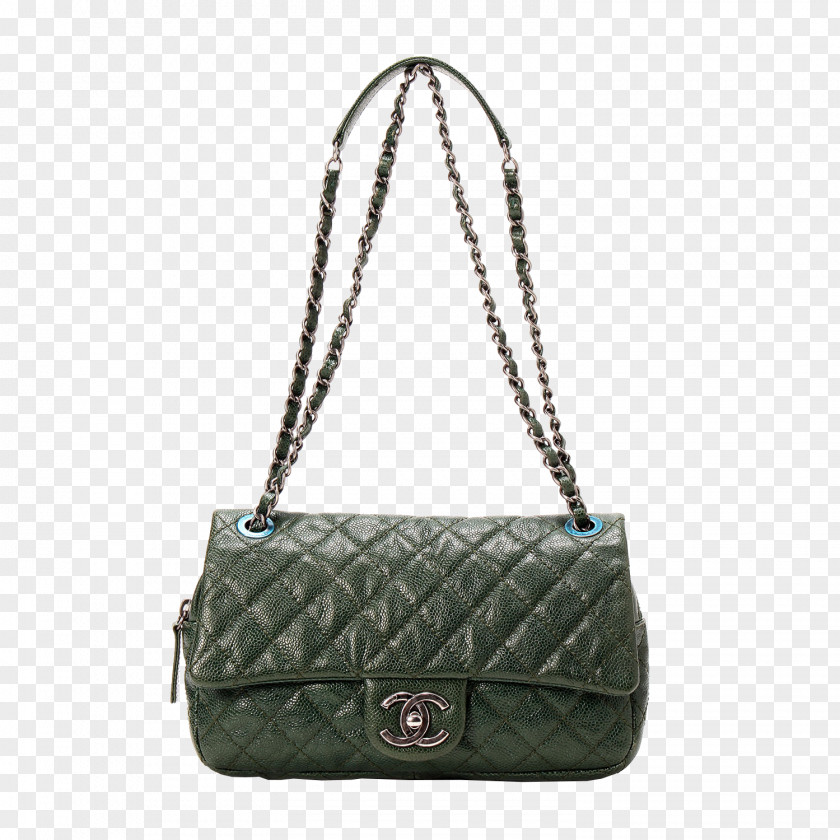 Chanel CHANEL Female Models Bag Green Hobo Handbag Leather PNG