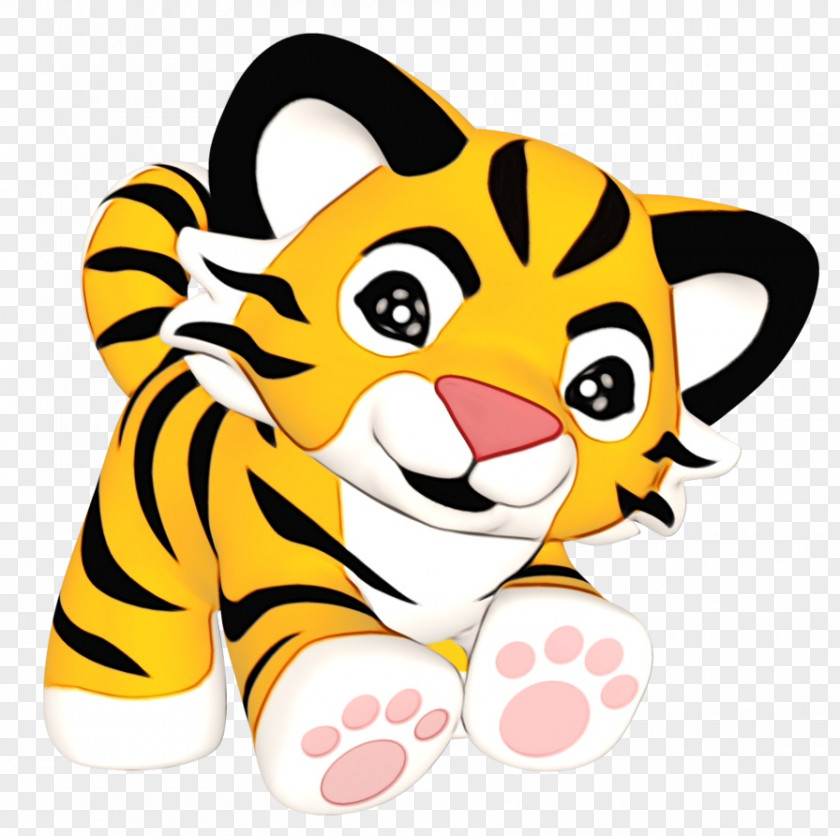 Tiger Cartoon Yellow Wildlife Animal Figure PNG