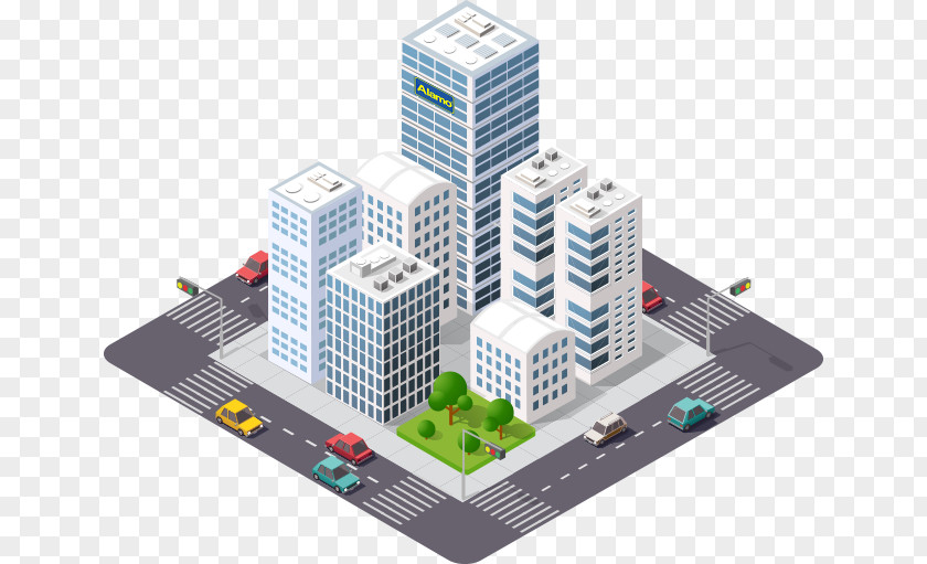 Enterprise Vector Isometric Projection Building Cityscape PNG