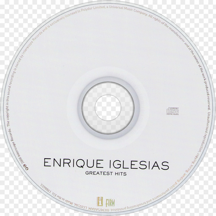 Enrique Iglesias Compact Disc Data Storage Greatest Hits PNG