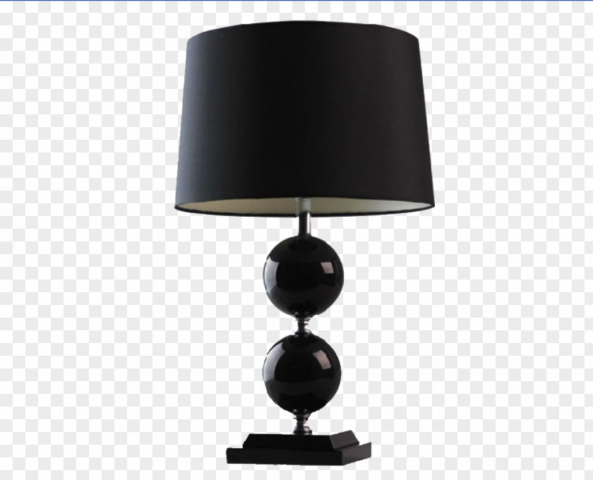 Pure Black Simple Style Table Lamp Lighting Light Fixture Battery PNG