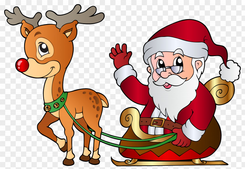 Santa And Rudolph Clipart Image Claus Christmas Reindeer Clip Art PNG