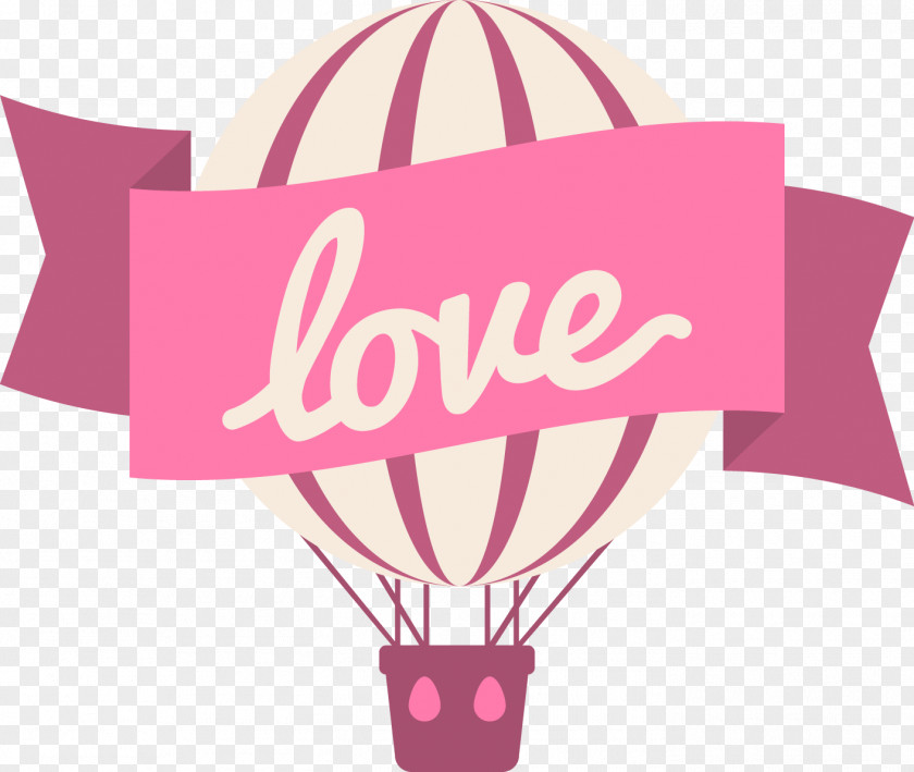 Vector LOVE Hot Air Balloon Valentine's Day PNG
