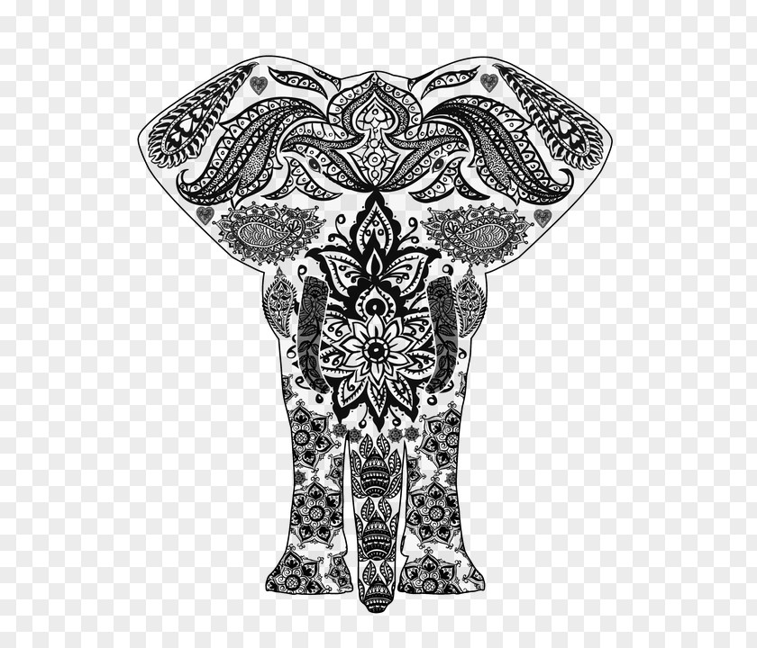 Elephant Mandala Wedding Invitation Illustration PNG