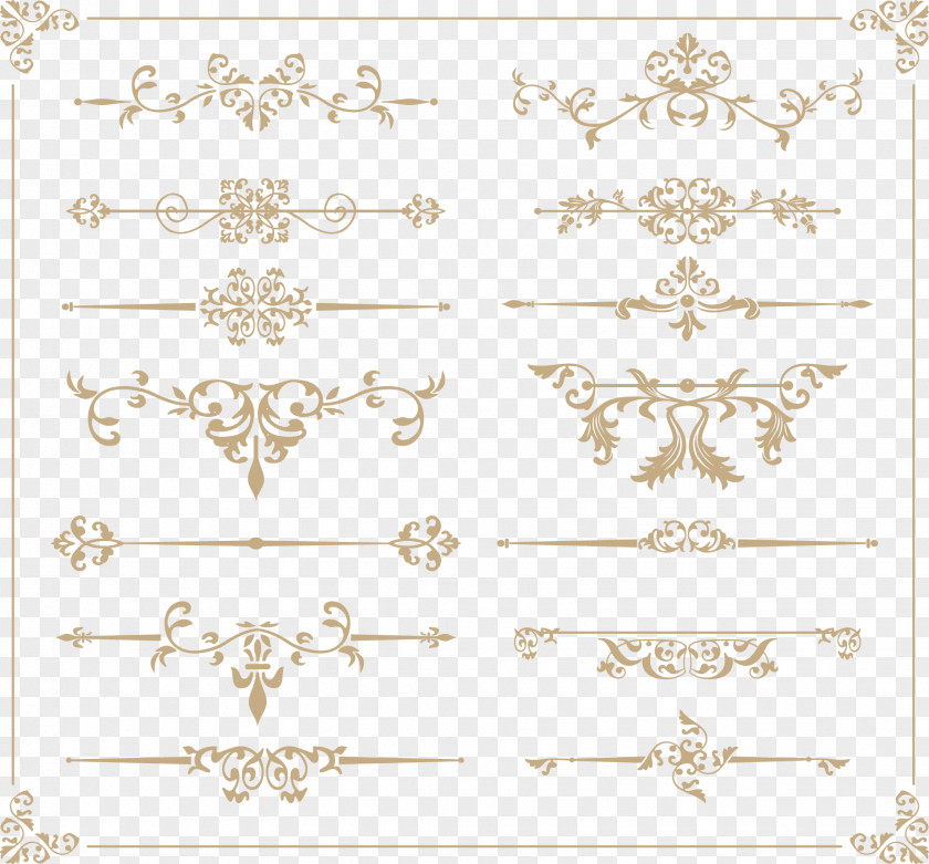 European Flower Vines Dividing Line Jewellery Pattern PNG