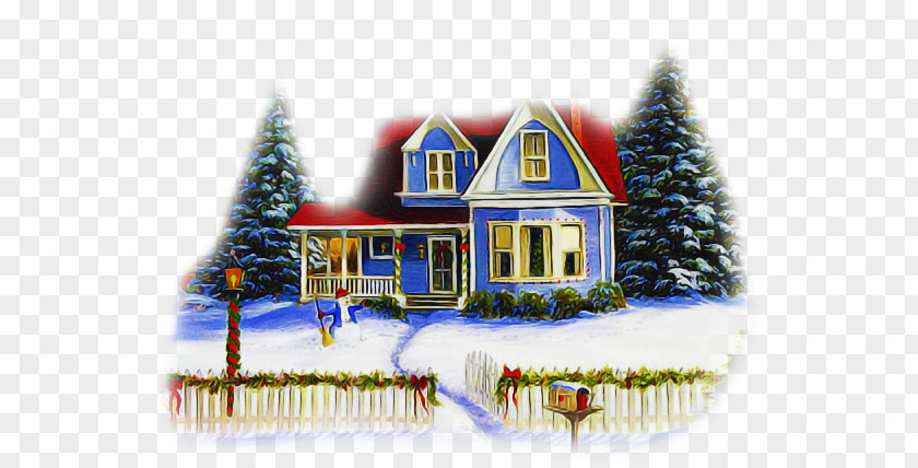 Building Winter Home House Property Tree Christmas Eve PNG