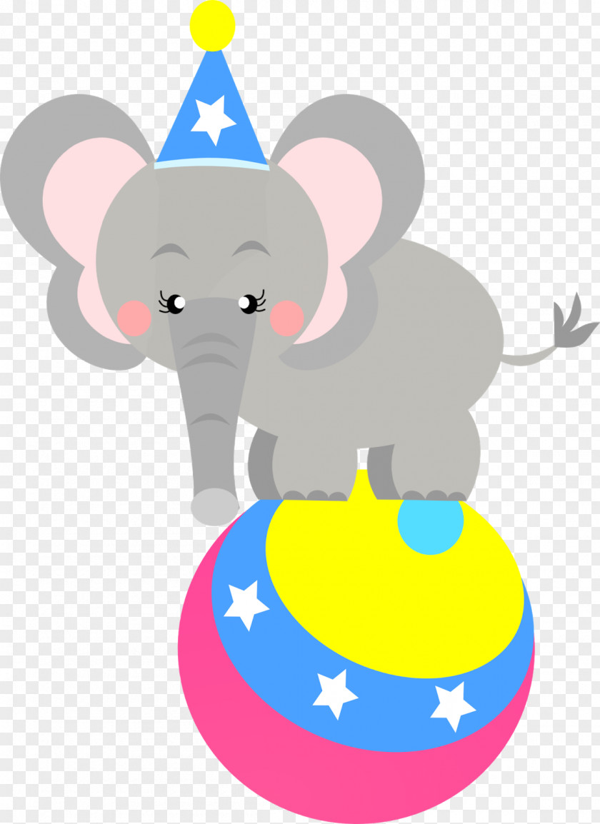 Circus Clown Elephant Party Clip Art PNG