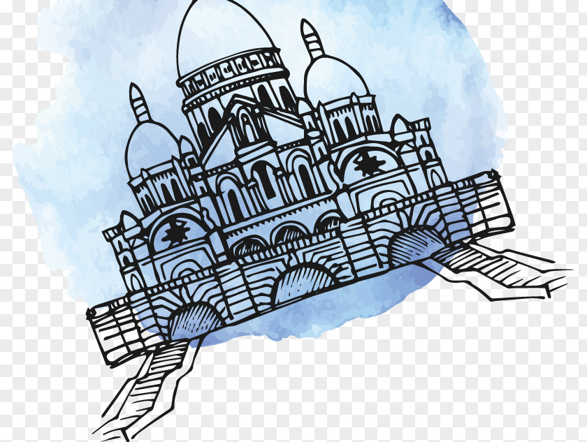 Hand-painted Blue Taj Mahal, India Mahal Illustration PNG