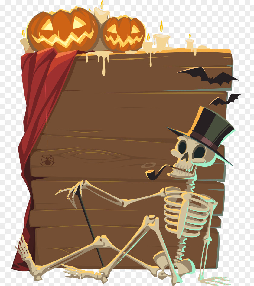 Vector Black Hat Skull Halloween Cake Birthday Clip Art PNG