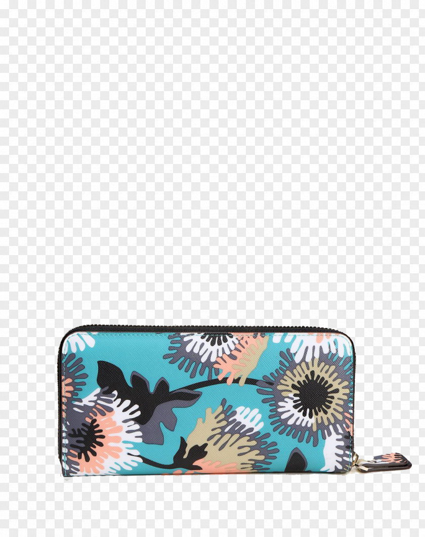 Elle Colored Pattern Wallet Rectangle Turquoise PNG