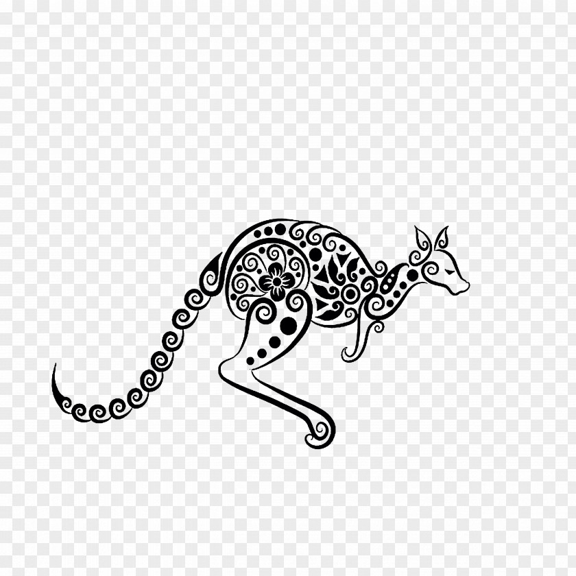 Kangaroo Paper-cut Pattern Tattoo Ornament Clip Art PNG