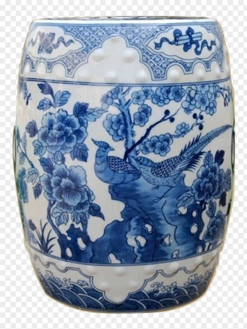 The Blue And White Porcelain Pottery Table Stool Garden PNG