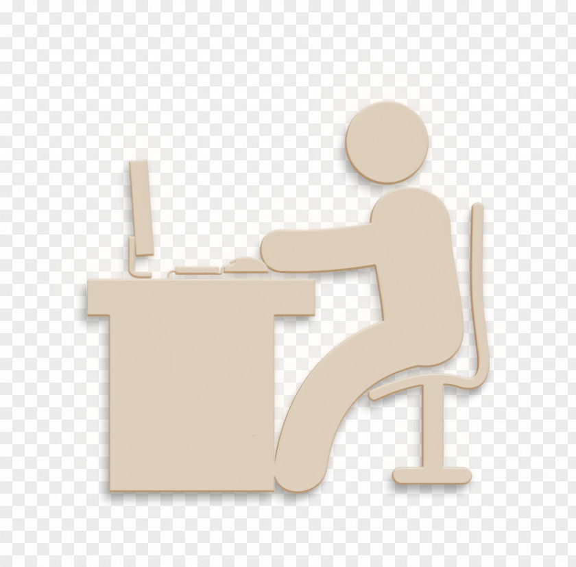 Beige Sitting Humans Icon Technology Work PNG