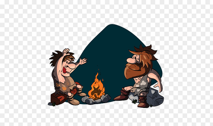 Campfire Caveman PNG