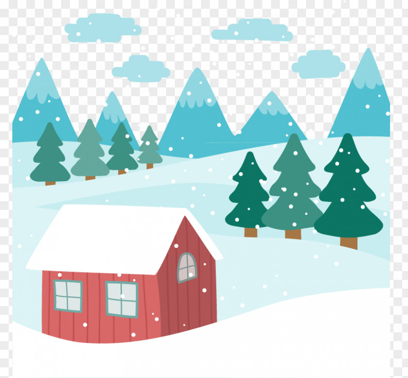 Winter Huts Landscape Euclidean Vector Snow House PNG