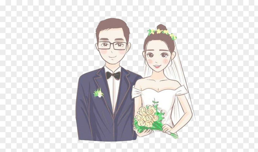 Cartoon Couple Wedding Marriage PNG