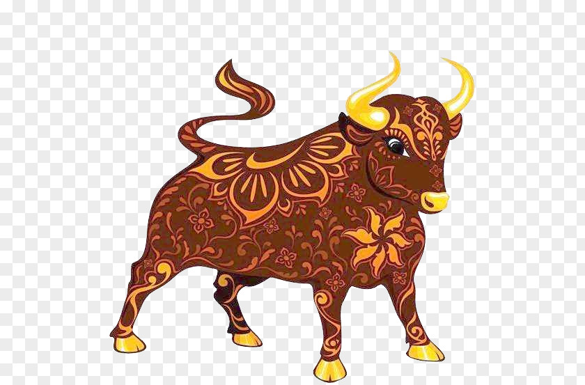 Painted Taurus Ox Cattle Chinese Zodiac New Year PNG