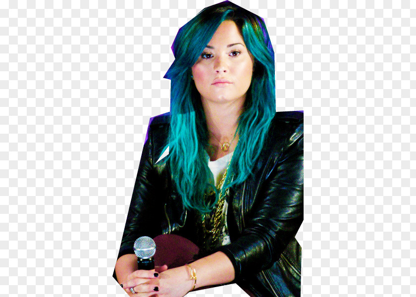 Demi Black Hair Outerwear Teal Coloring PNG
