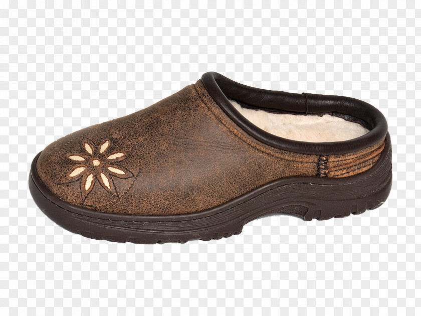 Sandal Slide Leather Shoe Brown PNG