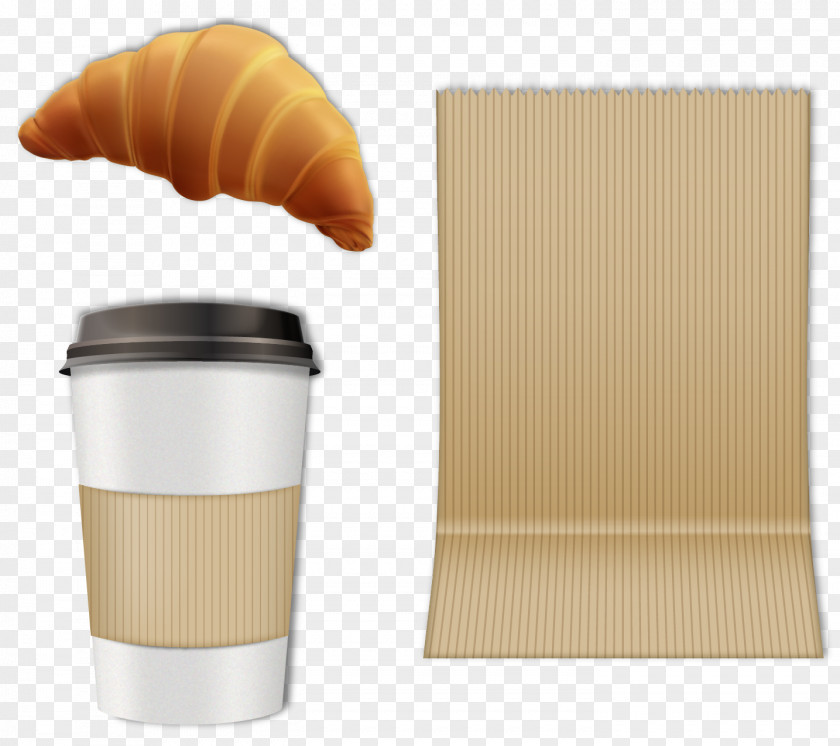 Vector Hand-painted Tea And Croissants Coffee Croissant Breakfast Milk PNG