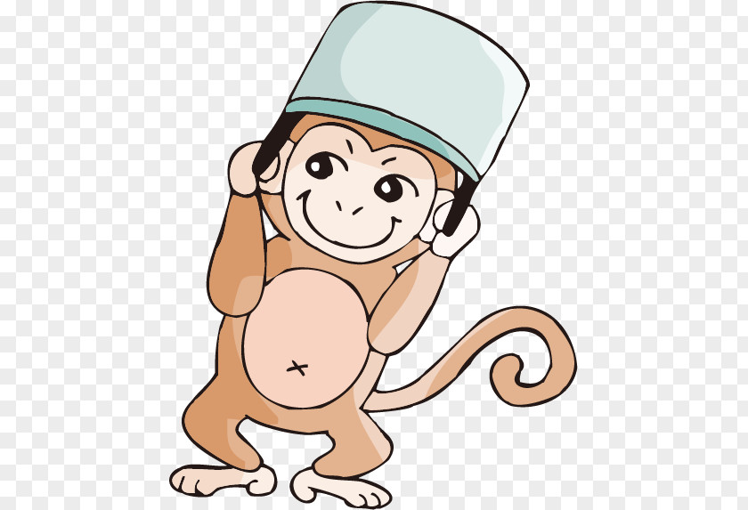 Cute Monkey Cartoon Lid Clip Art PNG