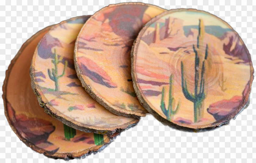 Watercolor Cactus Landscape Plate Ink Desert Printmaking PNG
