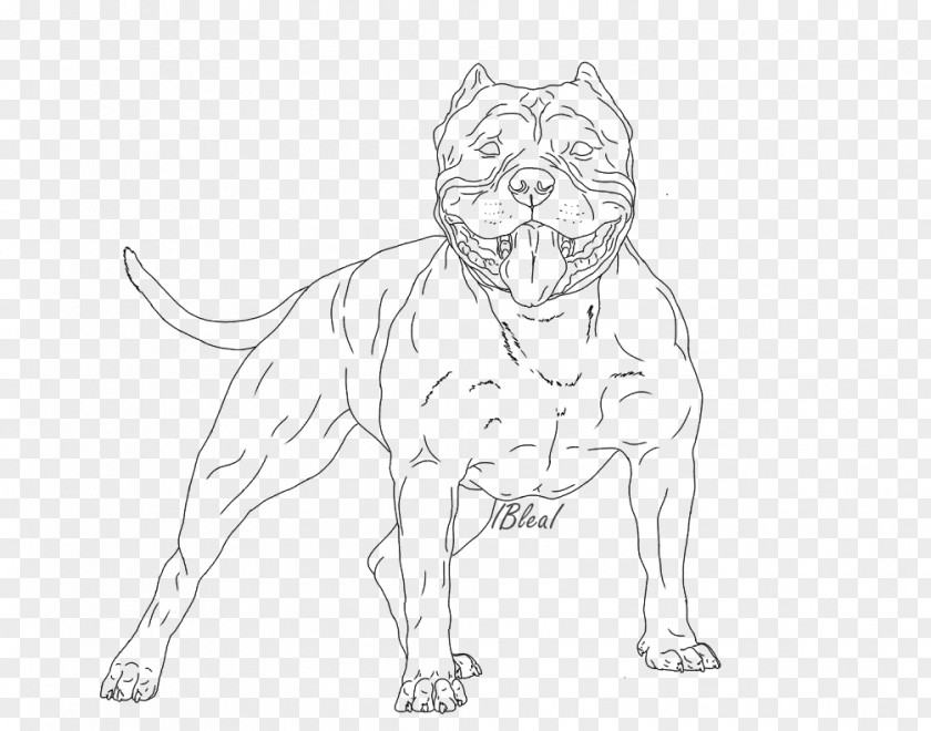 American Bully Whiskers Line Art Dog Breed Sketch PNG