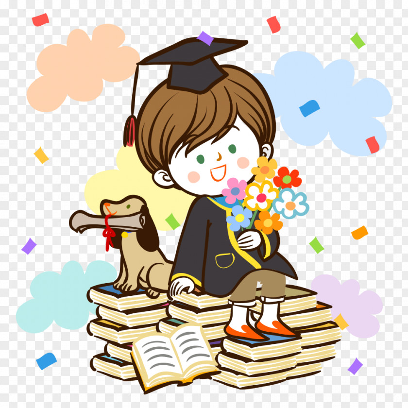 Cartoon Books Estudante Graduation Ceremony PNG