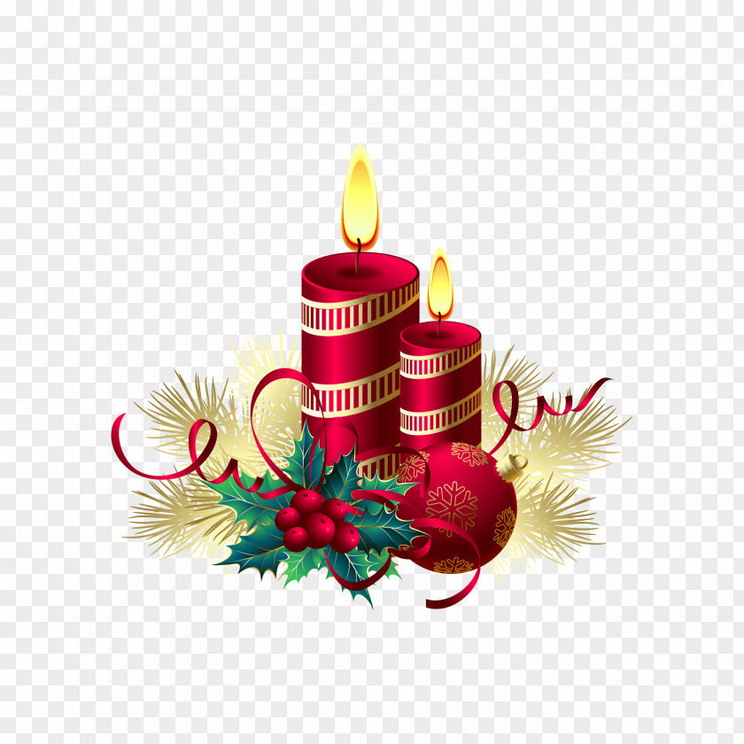 Christmas Candles Candle Birthday Cake Illustration PNG