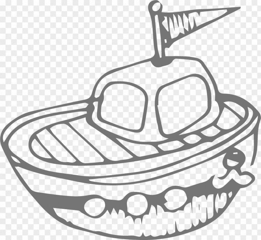 Hand Painted Gray Boat Drawing Clip Art PNG