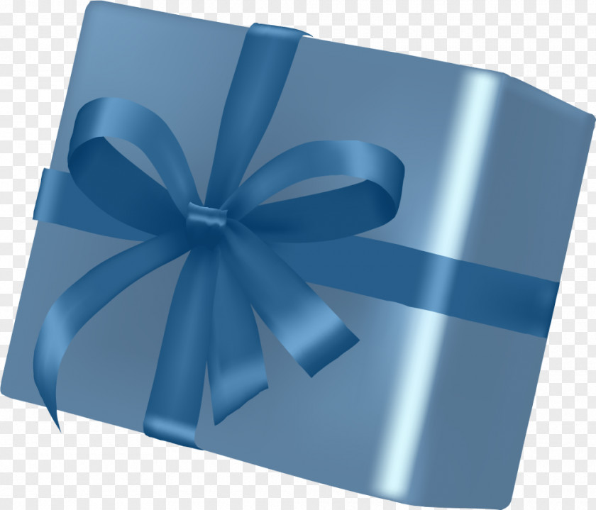 Simple Blue Gift Box Packaging And Labeling Ribbon PNG