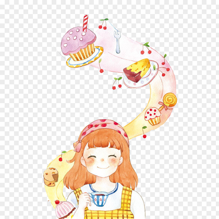 Cake Watercolor Painting Drawing Illustration PNG