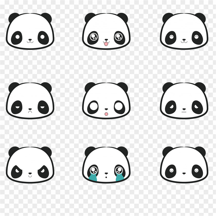 Cute Panda Face Picture Vector Material Giant Cuteness PNG