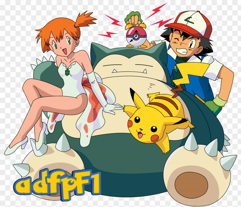 Pikachu Ash Ketchum Misty Snorlax Pokémon PNG