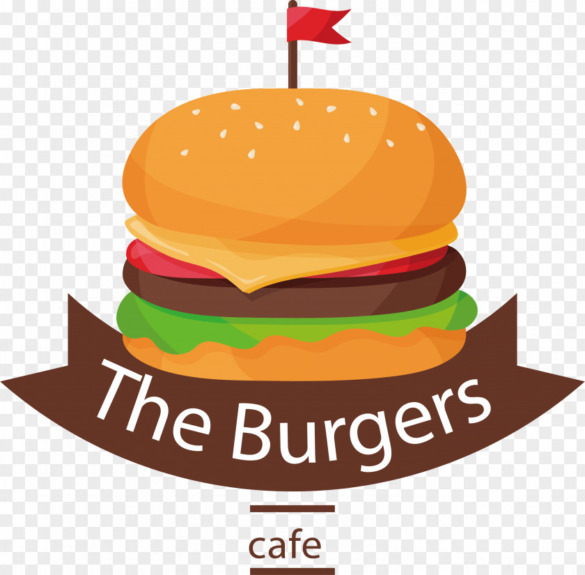 Red Flag Hamburg Hamburger Cheeseburger Fast Food Logo Clip Art PNG
