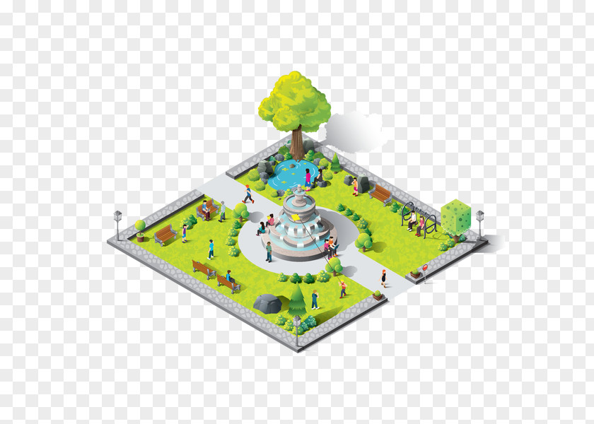 Park Urban Isometric Projection Building PNG