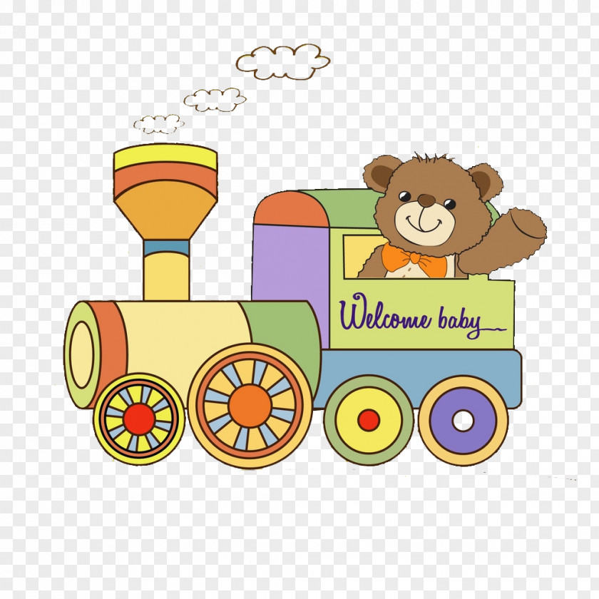 Train Bears Wedding Invitation Greeting Card Baby Shower PNG