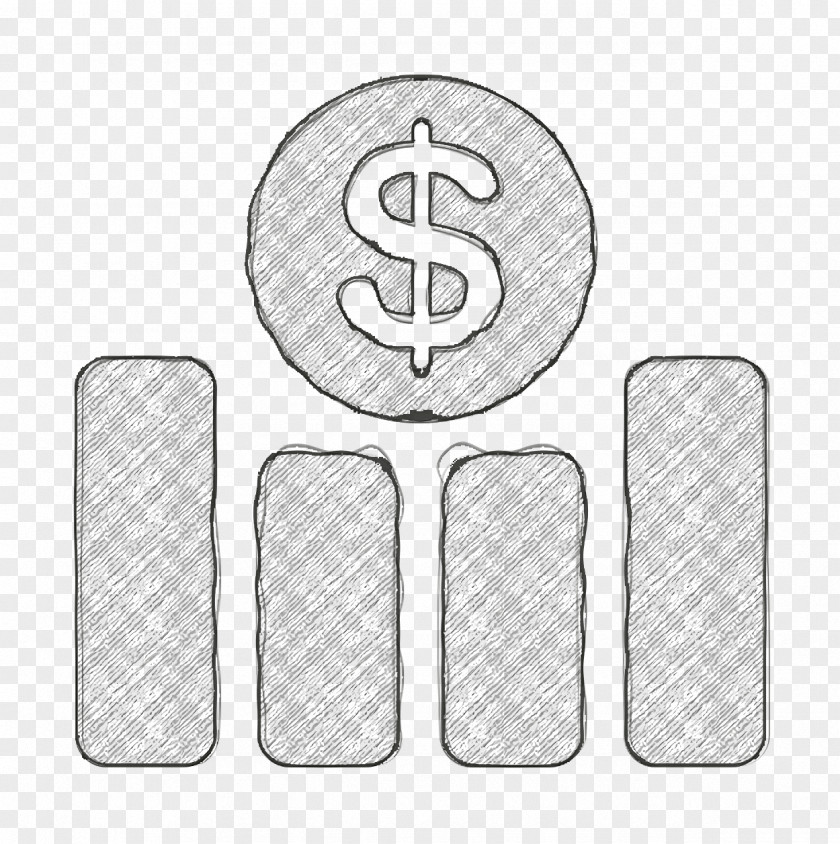 Bar Graph With Dollar Sign Icon Business Office Set PNG