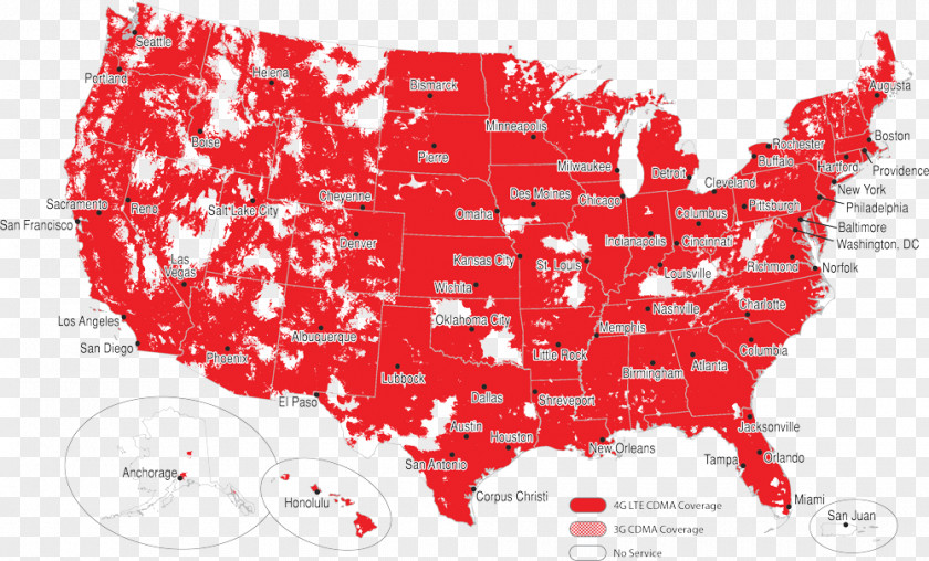 Coverage Map Mobile Phones Verizon Wireless LTE PNG