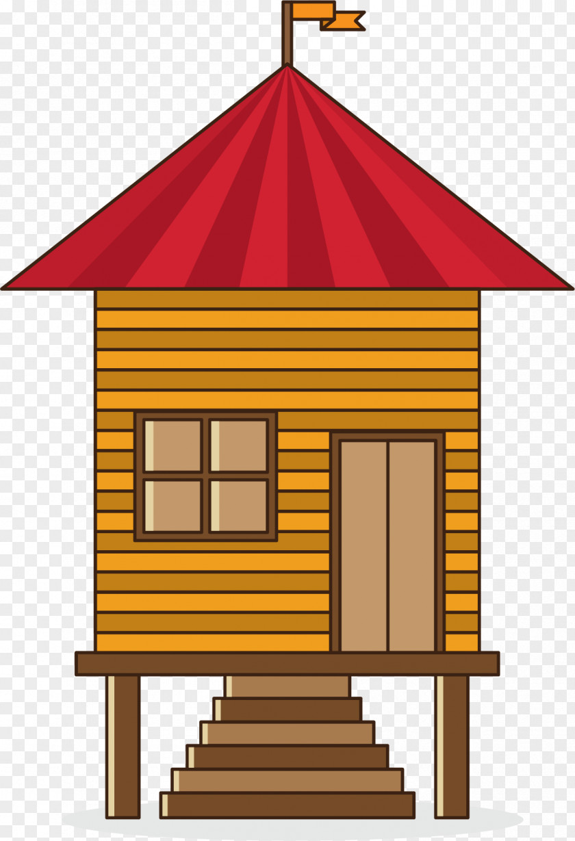Red Roof Forest Hut Cartoon Clip Art PNG