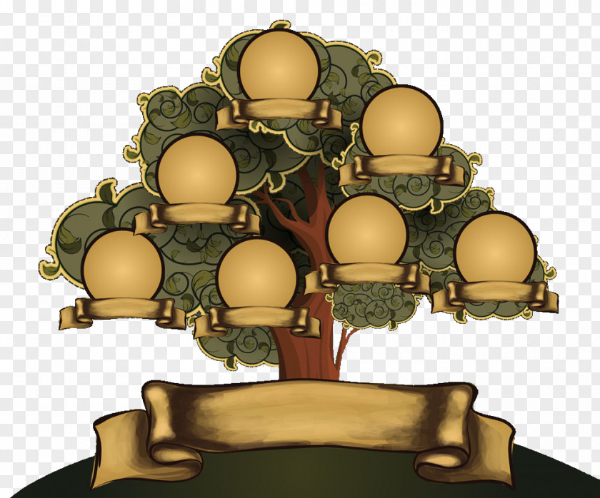 Cartoon Genealogical Tree Ribbon PNG