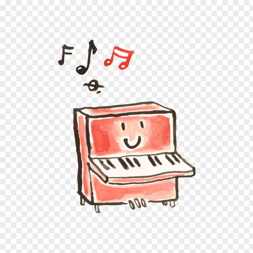 Red Piano Cartoon Model Sheet Illustration PNG