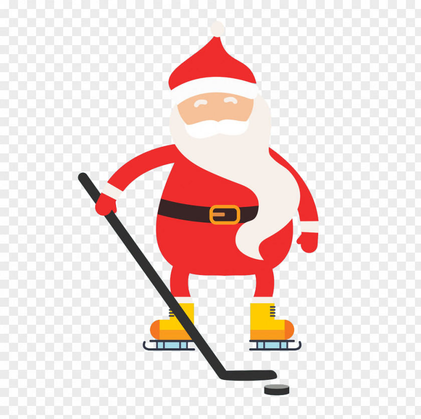 Santa Claus Winter Sport Ice Skate Illustration PNG