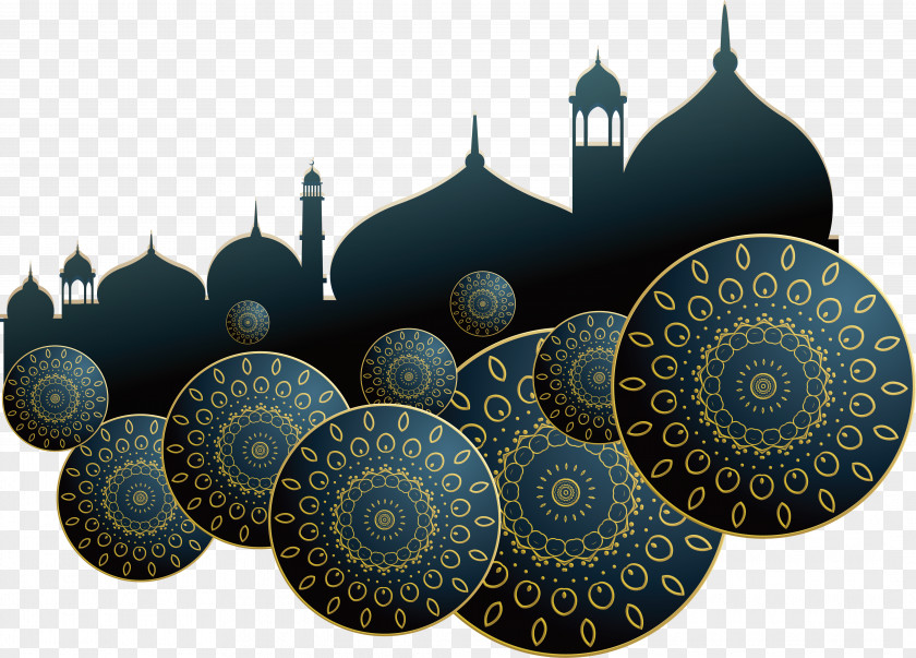 Dark Blue Church Poster Eid Al-Fitr Mubarak Islam Illustration PNG