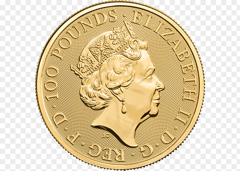 Gold Royal Mint The Queen's Beasts Coin Bullion PNG