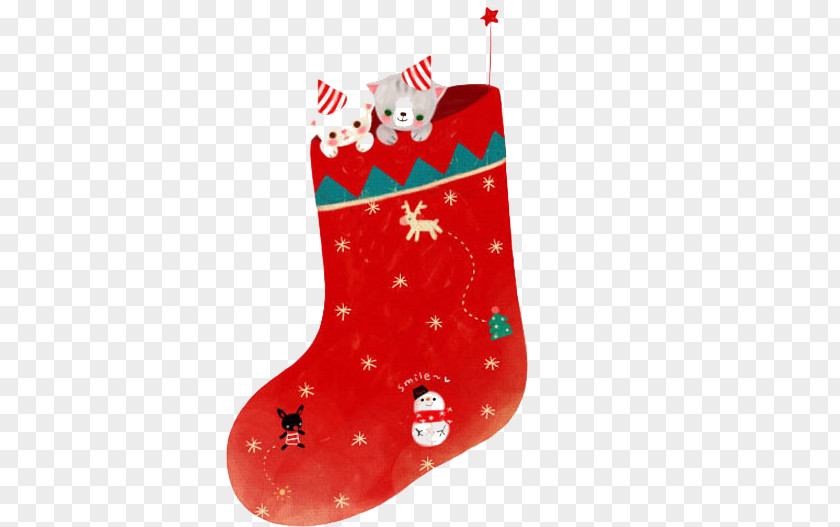 Red Christmas Socks Santa Claus Stocking Sock PNG