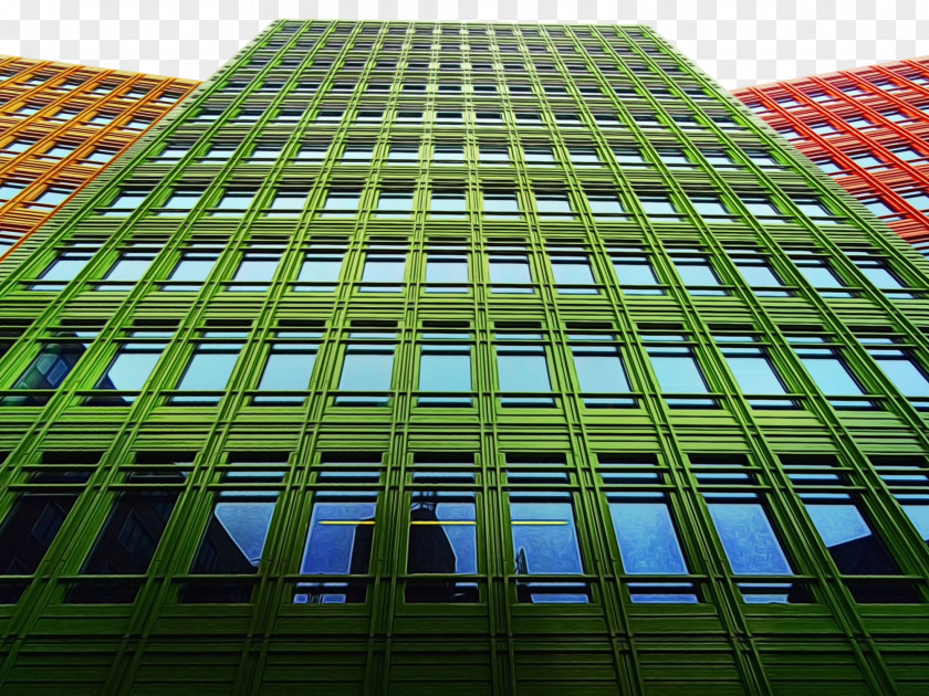 Skyscraper Metal Green Architecture Commercial Building Facade PNG