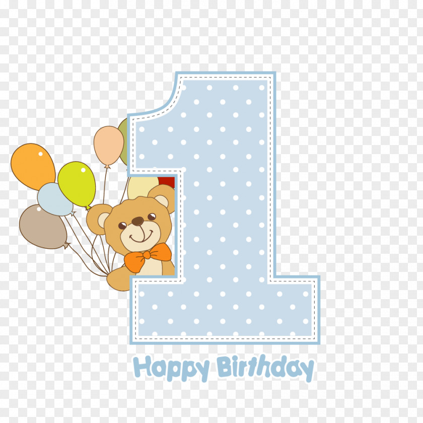 Vector Is One Year Old Birthday Download Greeting Card PNG