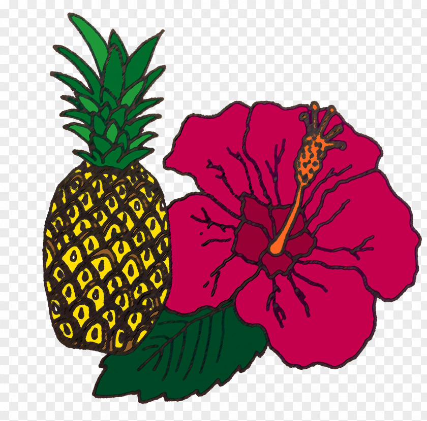 Watercolor Pineapple Flower Floral Design Yellow Petal PNG